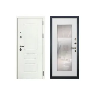 Металлическая дверь Лекс Легион Белая с зеркалом белый ясень ( панель №37)