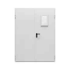 Дверь противопожарная металлическая ДПР-Олимп-02/30К дымогазонепроницаемая, равнопольная угловая коробка (1500-2075), правая, RAL 7035