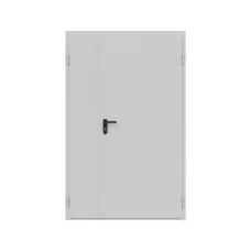 Дверь противопожарная металлическая сплошная двупольная неравнопольная угловая коробка ДПР-Олимп-02/30К (1350-2075, Правая, RAL 7035)