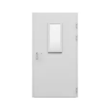 Дверь противопожарная металлическая однопольная типа ДПР-Олимп-01/60К с остеклением угловая коробка, 1050-2075, Правая, RAL 7004